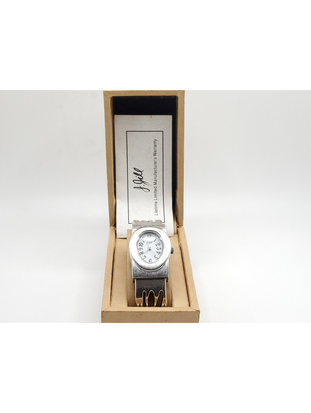 J. Jill Bangle Quartz Watch Silver Tone White Dial Womens Watch New Battery 22mm